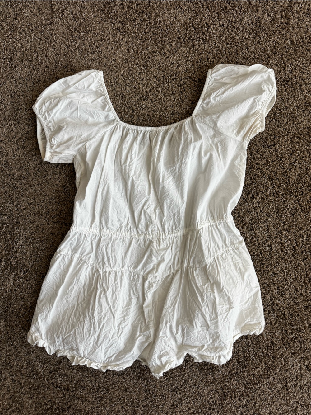 Free People White Elastic Waist Cotton Romper - Picture 2 of 3